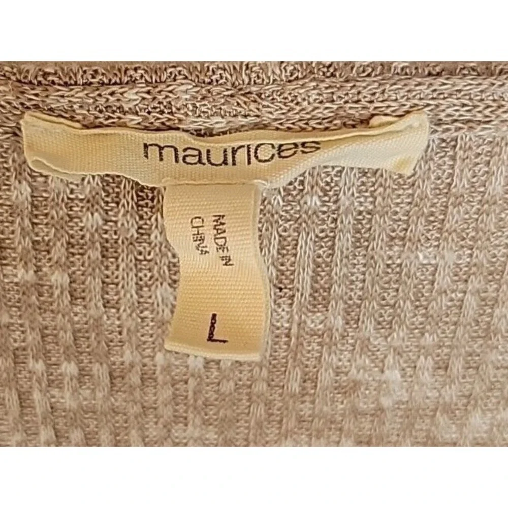 Maurices Cardigan Sweater Longline Button Front Ribbed Knit Pocket Beige Large